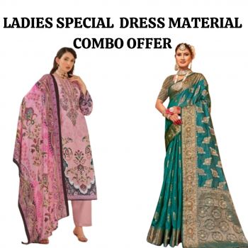 LADIES DRESS MATERIAL COMBO (Images are for illustrative purposes only. Actual designs/content may vary)