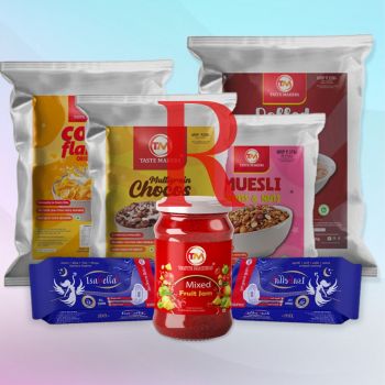 Repurchase 2 Isabella Sanitary pad Package 40 Pieces |Taste Maker's Multigrain Chocos 500g |Taste Maker's Corn flakes 500g |Taste Maker's Oats 1kg |Taste Maker's Muesli 500g|1 Mixed Fruit Jam  450g (Combo)
