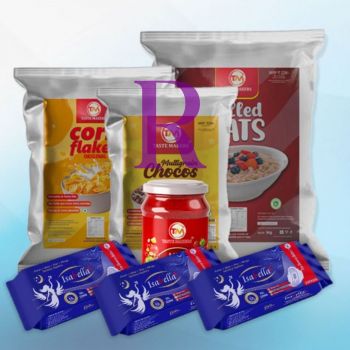 Repurchase 3 Isabella Sanitary pad Package 60 Pieces |Taste Maker's Multigrain Chocos 500g |Taste Maker's Corn flakes 500g |Taste Maker's Oats 1kg |1 Mixed Fruit Jam  450g (Combo)-5 SETS