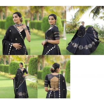 Black Cotton Silk Lehenga Choli
