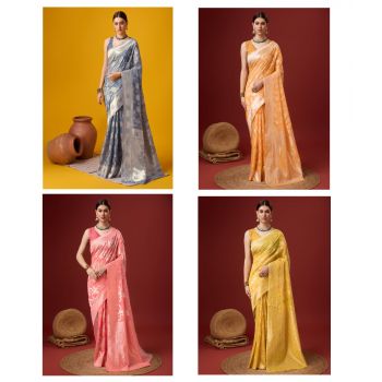 Party Wear Cotton Silk Saree 4Pcs