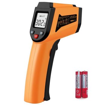 ChengBangDa Laser Infrared Thermometer Non-Contact Digital Temperature Gun-50°C to 400°C(-58°F to 752°F) IR Thermometer for Industrial, Kitchen Cooking, Ovens (Orange)