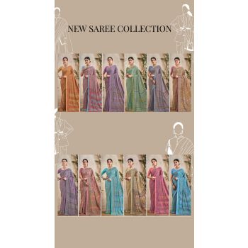 Printed Crepe Silk Saree 12 Pcs