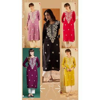 Embroidered Fancy Kurti  5 Pcs