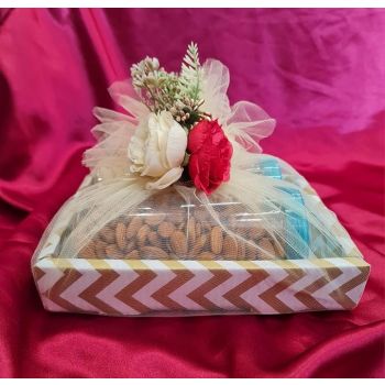 SATYAM KRAFT 8 Pcs Multipurpose Decorative Folding Gift Box | Folding Paper Hamper Boxes for Return Gifts, Sweets, DIY Craft | Rectangular Cardboard Tray with Net