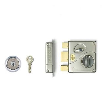 Godrej Rim Lock I Tribolt Ultra I 1CK Deadbolt I for Inside Opening Door I Left/Right Handed Doors I 4 Keys I 15-Year Warranty I Manual Locking I Satin Nickel Finish