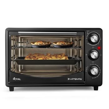 Longway Royal OTG 25 Ltr Oven Toaster Griller with Heating Modes | Temperature Timer Control for Baking Pizza, Cake, Grilling Chicken & Toasting Bread|1 Year Warranty (1500 W, Black)