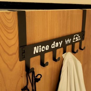 Solitude Heavy Duty CarbonMetal Over Door Hanger for Cloths, Drill Free Door Hanging Hooks Suitable for Bathroom, Bedroom, Kitchen | Scarf, Coat, Towel Holder | Removable Door Hanger | Carbon Steel