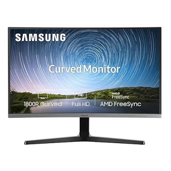 Samsung 27-Inch(68.5cm) FHD, 1800R Curved 1,920 X 1,080 LED Monitor, VA Panel, Slim Design, AMD Freesync, Flicker Free, HDMI, Audio Port (LC27R500FHWXXL, Dark Blue Gray)