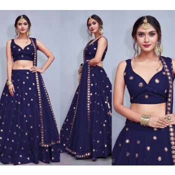 Art Silk With Mirror Work  Lehenga Choli