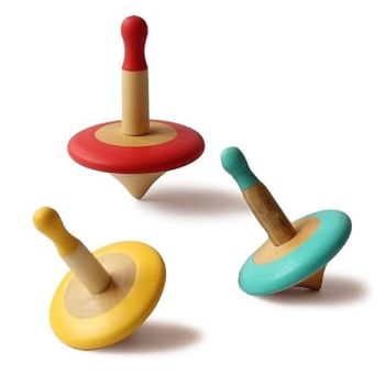 Shumee Wooden Spinning Top Toy for Kids Age 3+ Multicolor Set of 3 | Hand-Eye Coordination Building | Non-Toxic, Montessori-Inspired for Indoors, Outdoor Play Anywhere | Activity Toys