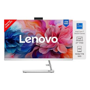 Lenovo IdeaCentre AIO 3 Intel Core i7-13620H 27" FHD IPS 3-Side Edgeless All-in-One Desktop with Alexa Built-in (16GB/1 TB SSD/Win11/5.0 MP + IR Camera/Wireless Keyboard & Mouse), F0GJ00URIN