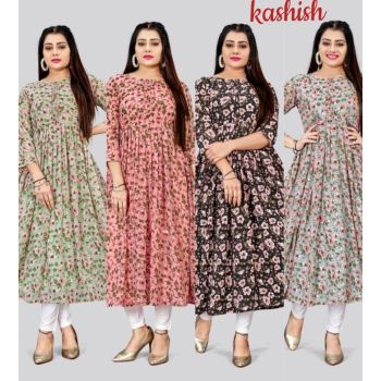 Georgette Printed  Long Kurti  4 Pieces 