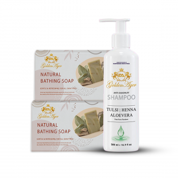 GoldenAger Anti dandruff Shampoo 500ml 1 Bottle | 2 No Golden Ager Charcoal bath soap 100g 