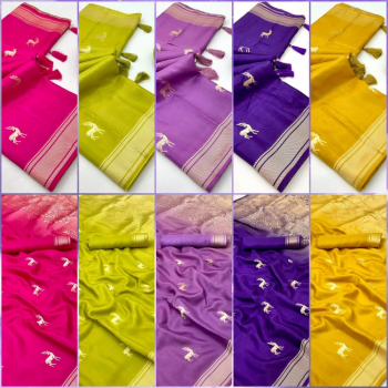 Pure Viscose And Zari Weaving Saree Collection (5 Pcs)