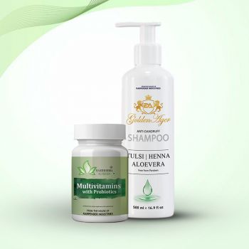 Multivitamin Tablet One Bottle (60 Tablets)  + GoldenAger Anti dandruff Shampoo 500ml 1 Bottle (Welcome package)
