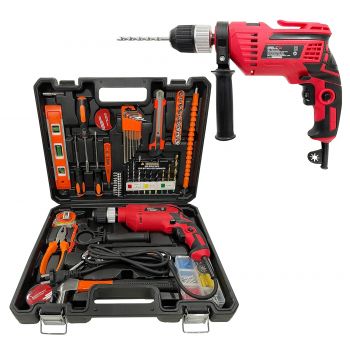 IBELL Professional Tool Kit with Impact Drill TD13-100, 650W, Copper Armature, Chuck 13mm Keyless Auto, 115 Home Essential Tools/Accessories