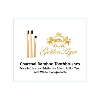 Bamboo Toothbrush with Charcoal Activated Soft Bristles, & Anti-bacterial, Eco-friendly, Biodegradable (Pack of 6)18 Brushes