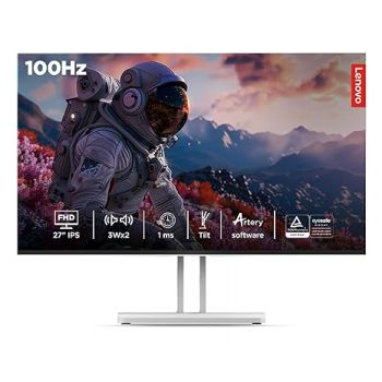 Lenovo L-Series 27 inch (68.5cm) FHD IPS Monitor| 100Hz, 1ms, FreeSync, 99% sRGB, 3Wx2 Speakers, Smart Display Customization Artery, 2X HDMI 1.4, 1x VGA, Tilt, Cloud Grey, L27i-4A