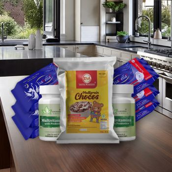 Isabella Sanitary pad (120 Pieces) 6 Packets|With 1 Taste Maker's Multigrain Chocos 500g|And 2 Bottle Multivitamin tablets with Probiotics. 11 Sets