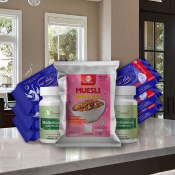 Isabella Sanitary pad (120 Pieces)(6 Packets) |With 1 Taste Maker's Muesli Fruits and Nuts 500g|And And 2 Bottle Multivitamin tablets with Probiotics| 5 Sets