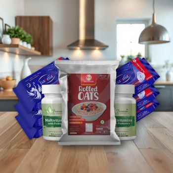 Isabella Sanitary pad (120 Pieces) 6 Packets| With 1 Taste Maker's Multigrain Oats 1kg|And 2 Bottle Multivitamin tablets with Probiotics| 11 Sets