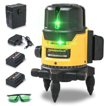 TOMAHAWK® Plastic Professional 2-Line 3D Line Laser Cross Self Leveling Laser Level, Horizontal and Vertical Green Laser Line