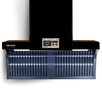 Beyond Appliances Orion 90cm 1600m³/hr Kitchen Chimney with Smart Screen and Speaker, Baffle Filter, Auto-Clean, 10 Years on Motor & 2 Years Comprehensive Warranty by Beyond (Touch Control, Black)