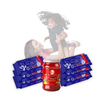 Isabella Sanitary pad Package120 Pieces (6 Packets)  With 1Taste Maker's Mixed Fruit Jam(450g)