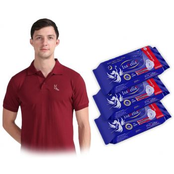 Isabella Sanitary pad Package60 Pieces (3 Packets) With 1 Kevinlara Premium T Shirt Combo 21 sets