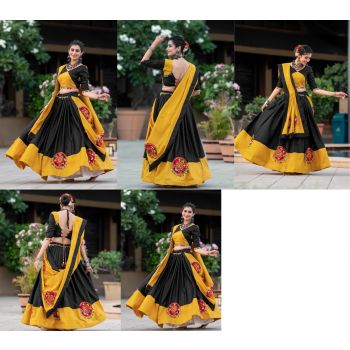 Yellow Fancy Cotton Lehenga