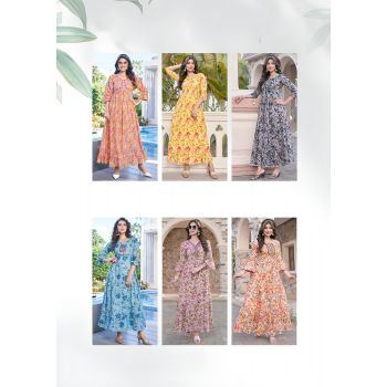 Long Anarkali Kurti  6 Pcs